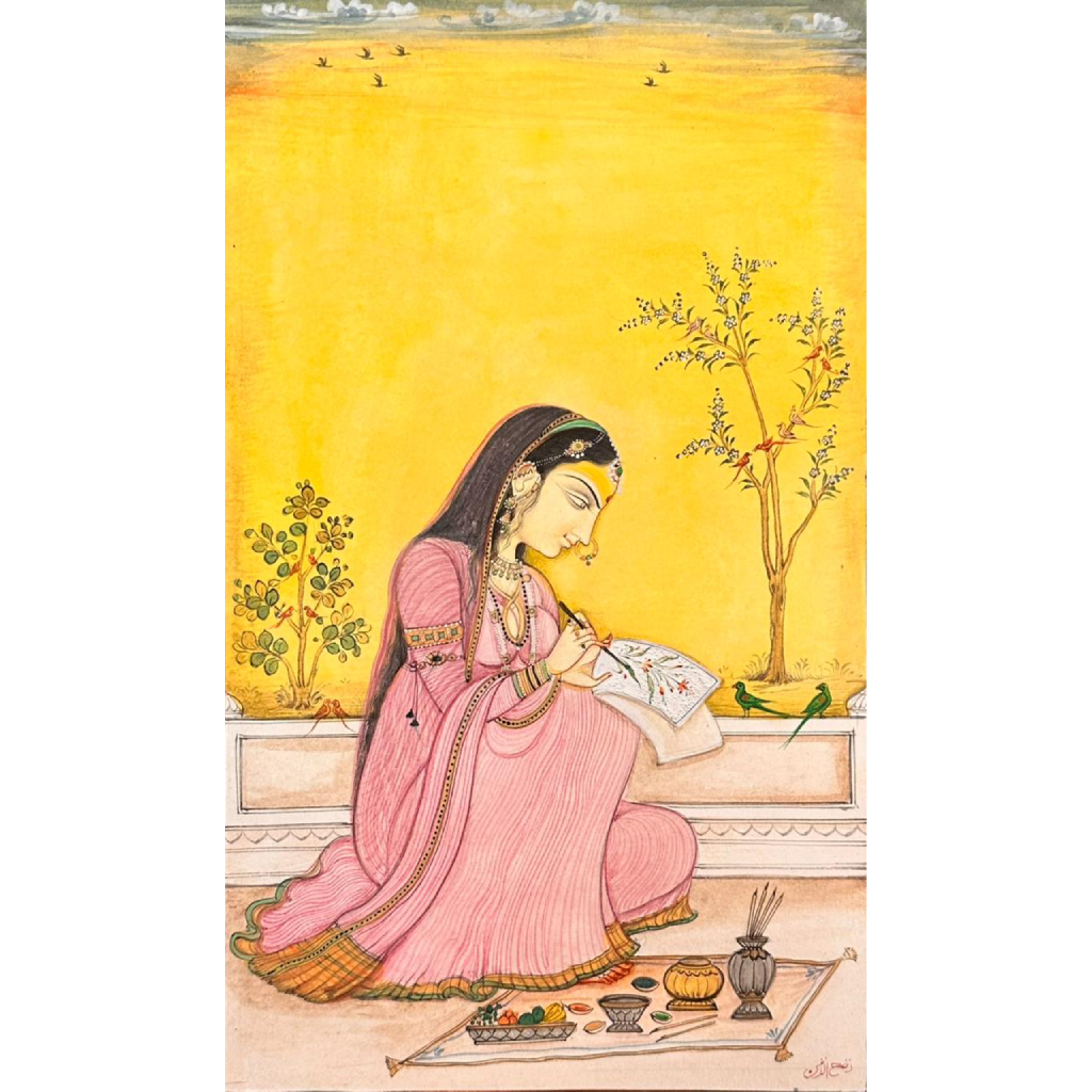 Kangra Lady Chitrakari karte hue